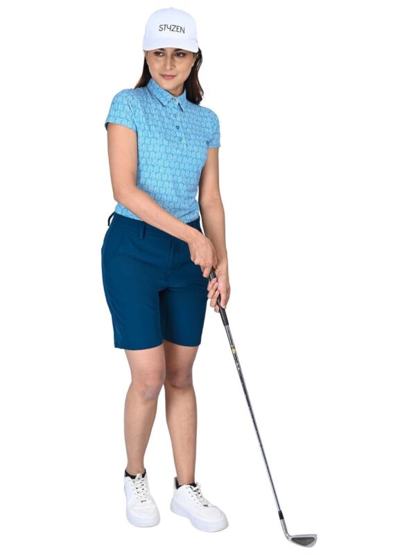 Womens Golf Shorts- Ocean Blue