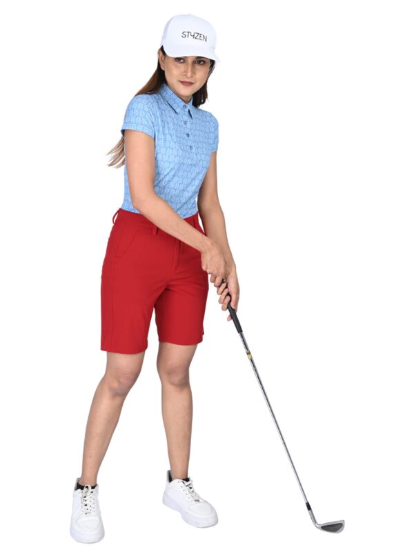 Womens Golf Shorts- Scarlet Red - Image 2