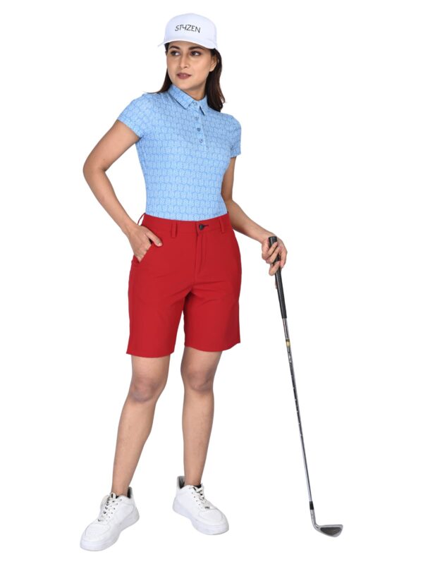 Womens Golf Shorts- Scarlet Red - Image 8