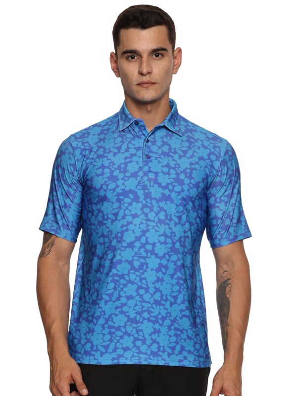 Men Golf Polo - Blue Blossom