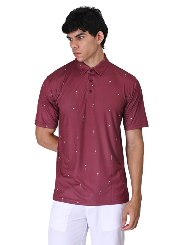 Men Golf Polo - Maroon Flag - Image 8