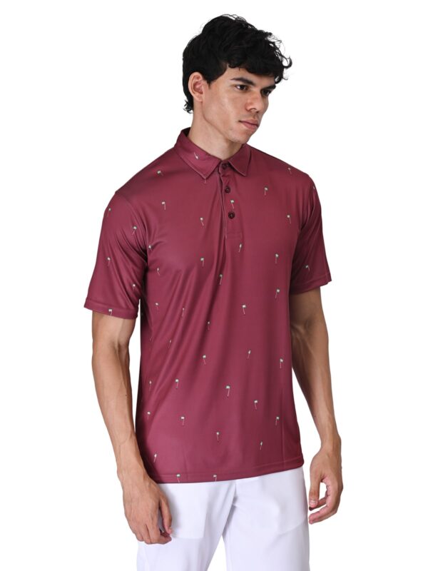 Men Golf Polo - Maroon Flag - Image 7