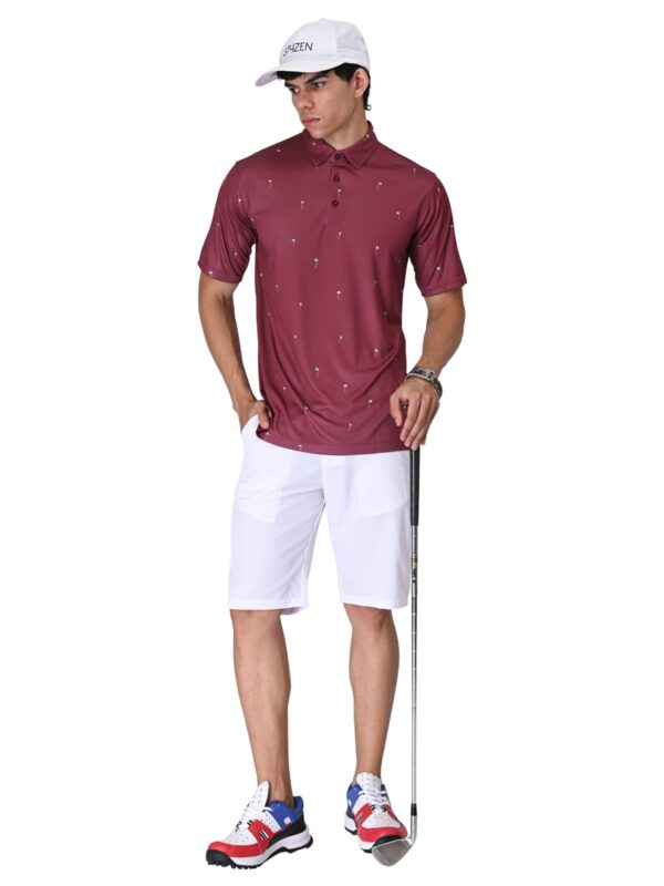 Men Golf Polo - Maroon Flag - Image 3