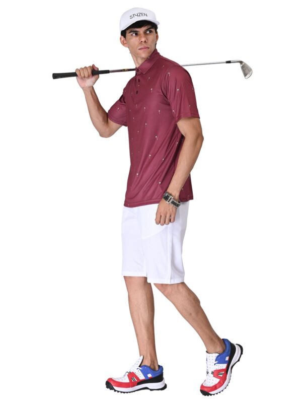Men Golf Polo - Maroon Flag - Image 4