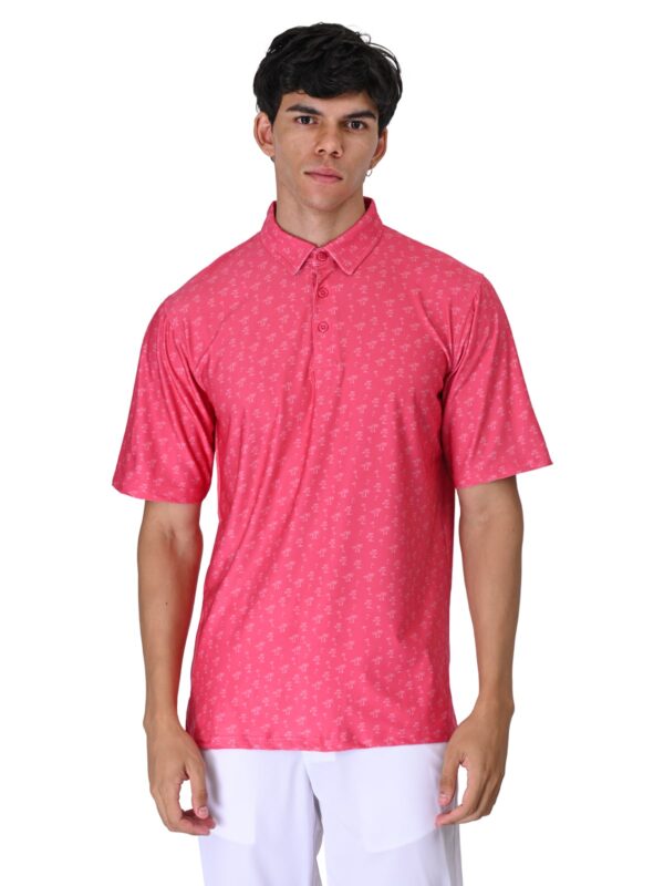 Men Golf Polo - Pink Palms - Image 3