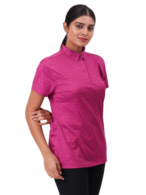 Women Golf Polo - Amoeba Magenta - Image 5