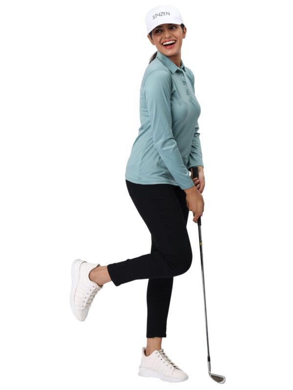 Women Golf Polo - Pistachio Green (Full Sleeves) - Image 3