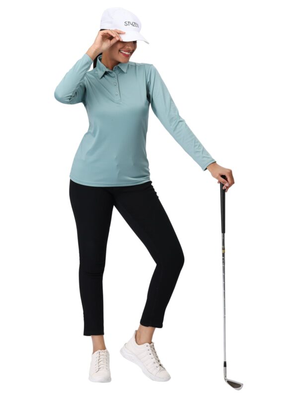 Women Golf Polo - Pistachio Green (Full Sleeves) - Image 2