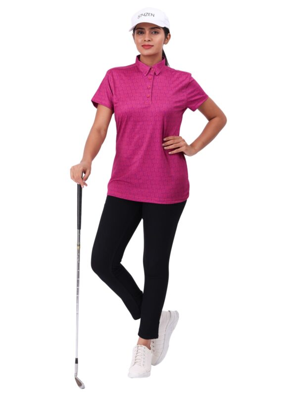 Women Golf Polo - Amoeba Magenta - Image 3