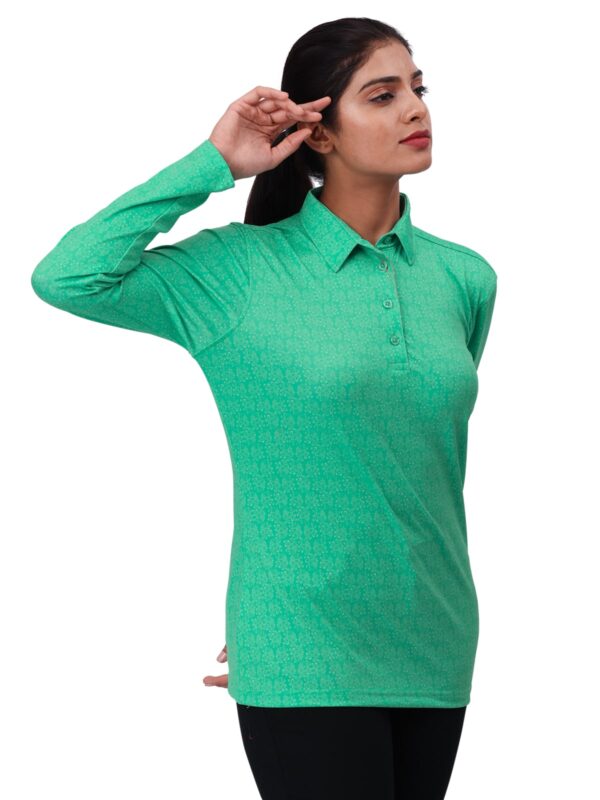 Women Golf Polo - Amoeba Green (Full Sleeves) - Image 3