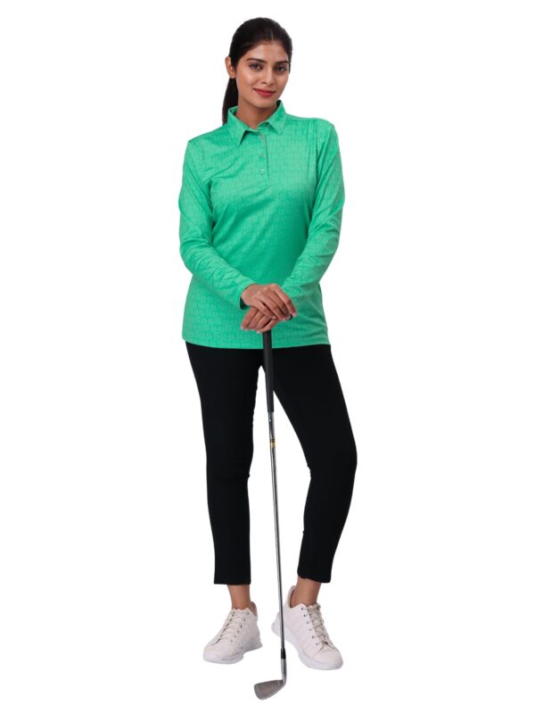 Women Golf Polo - Amoeba Green (Full Sleeves) - Image 5