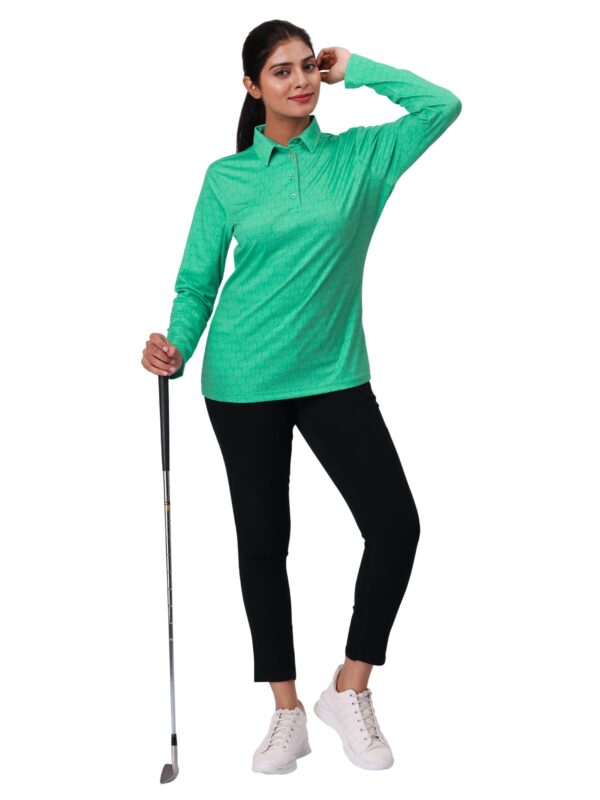Women Golf Polo - Amoeba Green (Full Sleeves) - Image 6