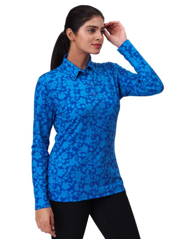 Women Golf Polo - Blue Blossom (Full Sleeves) - Image 6