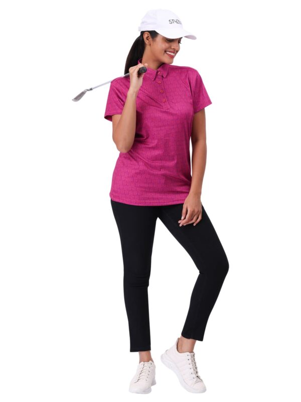 Women Golf Polo - Amoeba Magenta - Image 2