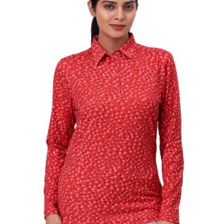 Women Golf Polo - Moonlight Red (Full Sleeves)