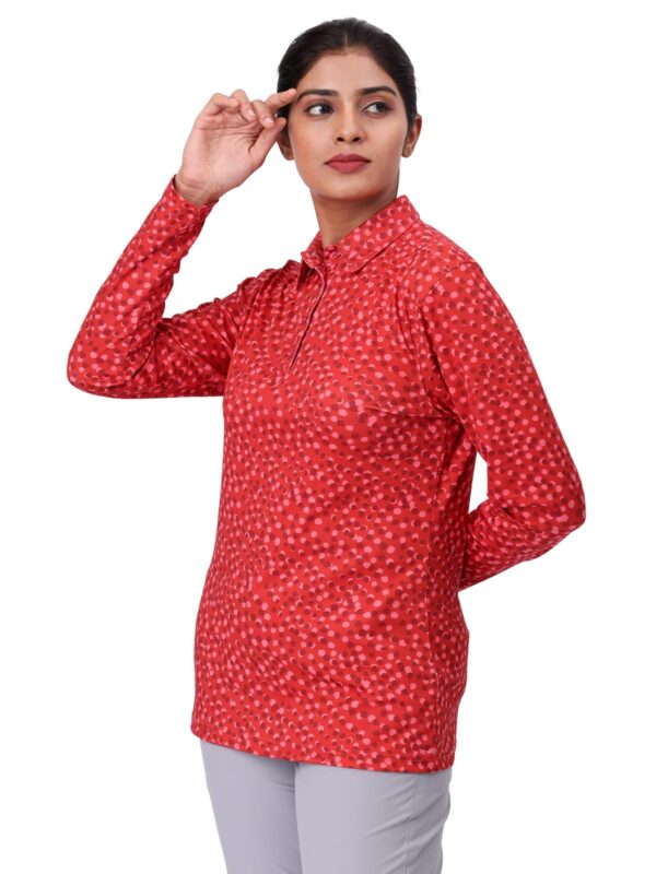 Women Golf Polo - Moonlight Red (Full Sleeves) - Image 6