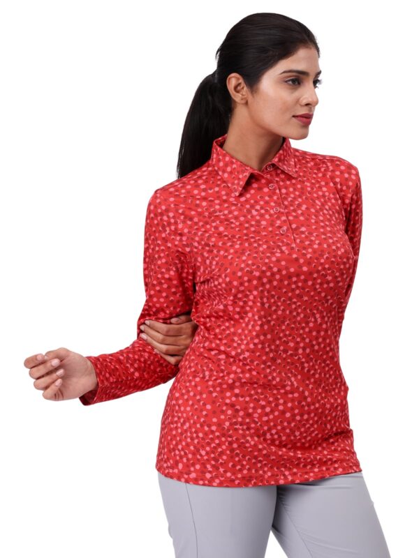Women Golf Polo - Moonlight Red (Full Sleeves) - Image 5