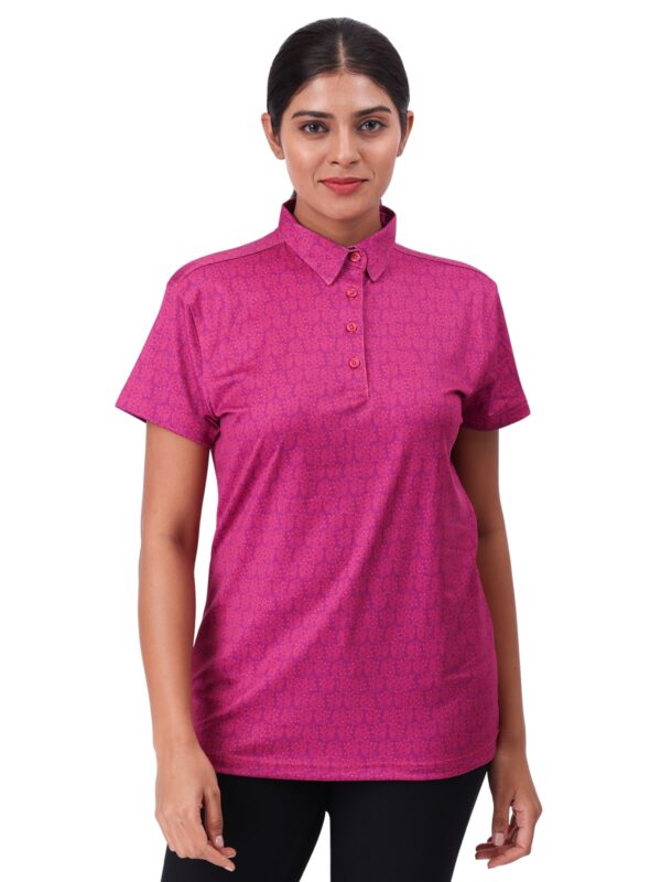Women Golf Polo - Amoeba Magenta - Image 4