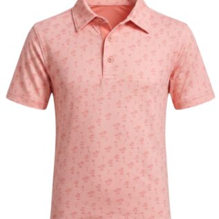 Juniors Golf Polo - Peach Palm