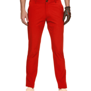 Juniors Active Golf Trousers-Bright Red (Flexi-Waist)