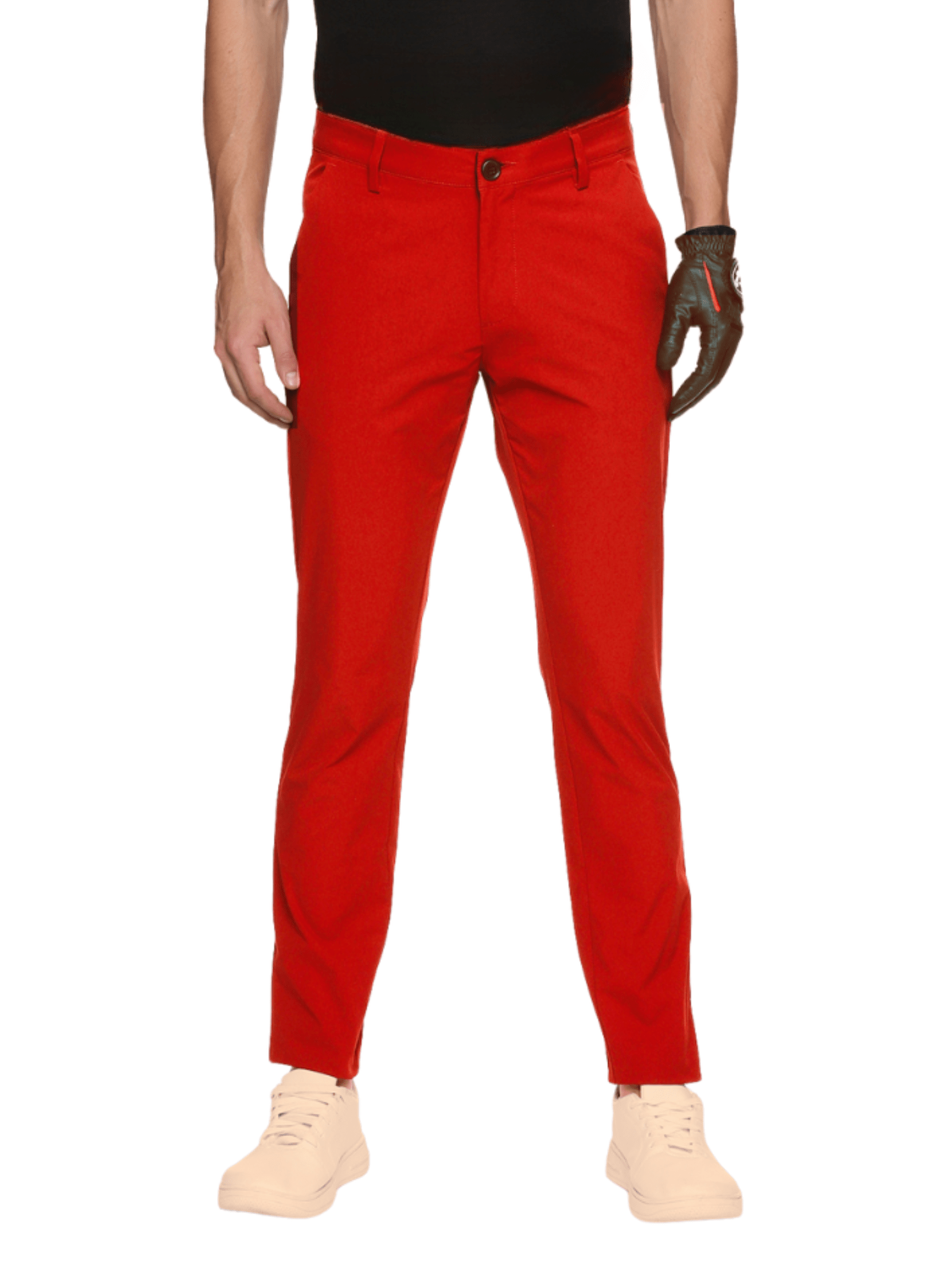 Juniors Active Golf Trousers-Bright Red (Flexi-Waist)