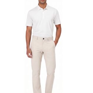 Men's Tour-Pro Golf Trousers- Beach Cream (Flexi-Waist with a Zip Pocket)
